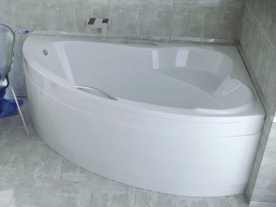 Badewanne Eckwanne ADA 140x90 Rechts Acrylschürze Handgriffen | Ablauf & Füße GRATIS