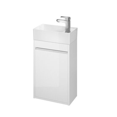 Badmöbel Set Badezimmerschrank mit Türen & Keramikwaschbecken CREA 40 Weiß
