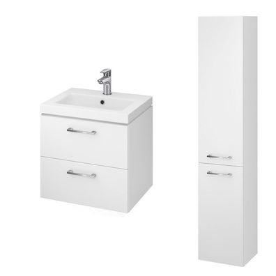 Badmöbel Set LARA COMO 50 Waschbecken-Unterschrank mit Hochschrank 150x30x25, Weiß