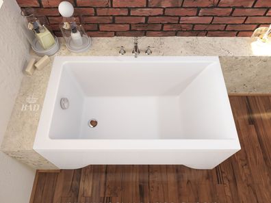 Badewanne Rechteck Acryl CAPRI 100x70 Weiß AcrylSchürze | Ablauf & Füße GRATIS !