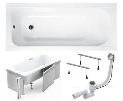 Badewanne Rechteck Acryl Continea 140x70 Weiß Styropor | Ablauf & Füße GRATIS !