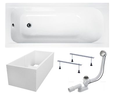 Badewanne Rechteck Acryl Continea 140x70 Weiß Wannenträger | Ablauf & Füße GRATIS !