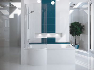 Badewanne Rechteck Acryl Inspiro 150x70 Links Weiß Duschwand | Ablauf & Füße GRATIS !