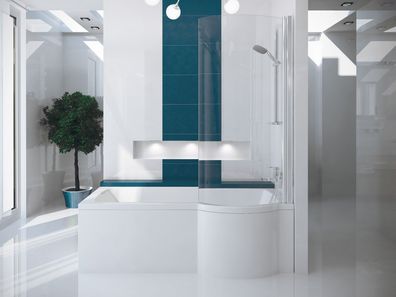Badewanne Rechteck Acryl Inspiro 150x70 Rechts Duschwand | Ablauf & Füße GRATIS !