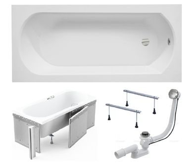 Badewanne Rechteck Acryl Intrica 150x75 Weiß Styropor | Ablauf & Füße GRATIS !