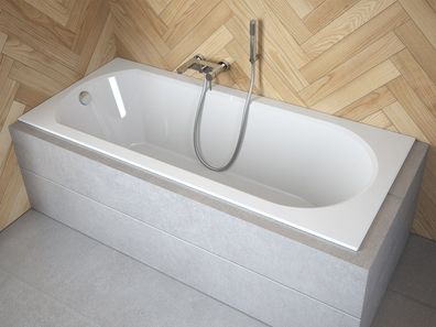 Badewanne Rechteck Acryl Intrica SLIM 150x75 Weiß | Ablauf & Füße GRATIS !