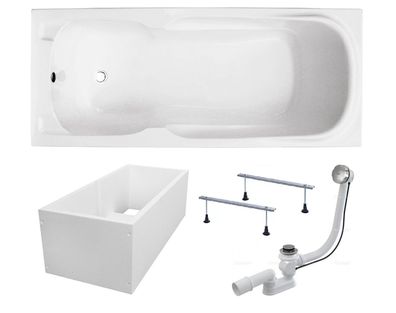 Badewanne Rechteck Acryl MAJKA 120x70 Weiß Wannenträger | Ablauf & Füße GRATIS !