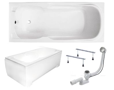 Badewanne Rechteck Acryl MAJKA 140x70 Weiß AcrylSchürze | Ablauf & Füße GRATIS !