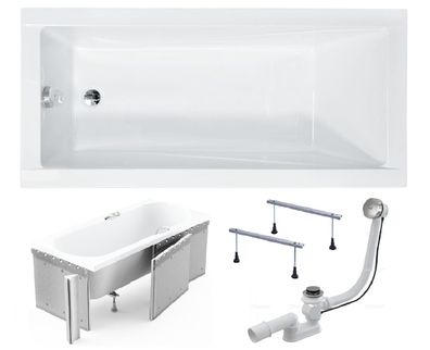 Badewanne Rechteck Acryl MODERN 120x70 Weiß Styropor | Ablauf & Füße GRATIS !