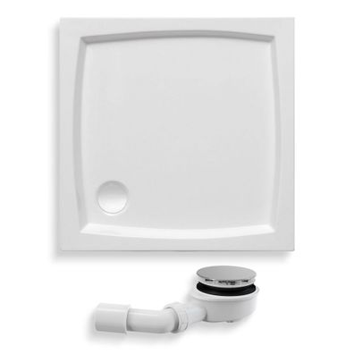 Duschwanne Quadratisch Acryl PATIO 80x80 Weiß | Ablaufgarnitur & Füße im SET!