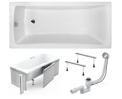 Badewanne Rechteck Acryl OPTIMA 150x70 Weiß Styropor | Ablauf & Füße GRATIS !