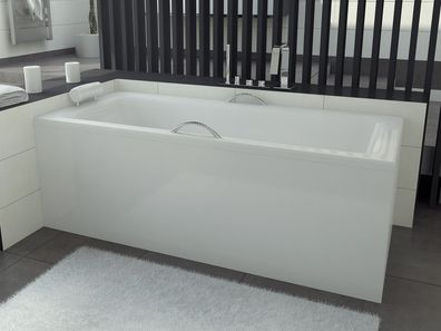 Badewanne Rechteck Acryl TALIA Premium 160x75 Weiß Kopfstütze | Ablauf & Füße GRATIS!