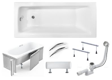 Badewanne Rechteck Acryl TALIA Premium 170x75 Weiß Styropor | Ablauf & Füße GRATIS !