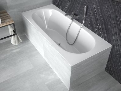 Badewanne Rechteck Acryl VITAE SLIM 150x75 Weiß Styropor 4cm | Ablauf & Füße GRATIS !