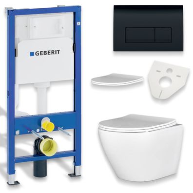 Geberit Duofix Vorwandelement Wand WC Set Spülrandlos Desna Betätigungsplatte Schwarz