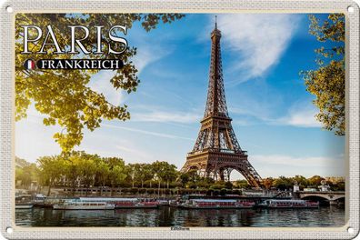 Blechschild Reise 30x20 cm Paris Frankreich Eiffelturm Deko Schild tin sign