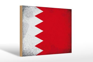 Holzschild Flagge Bahrain 30x20 cm Flag of Bahrain Vintage Schild wooden sign