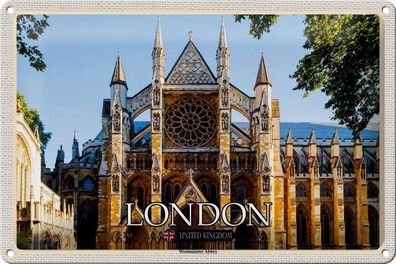Blechschild Reise Westminster Abbey London UK 30x20 cm Deko Schild tin sign