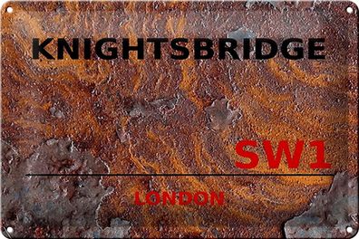 Blechschild London 30x20 cm Knightsbridge SW1 Rost Deko Schild tin sign