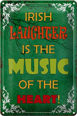 Blechschild Spruch 20x30 cm irish laughter is the music of Deko Schild tin sign