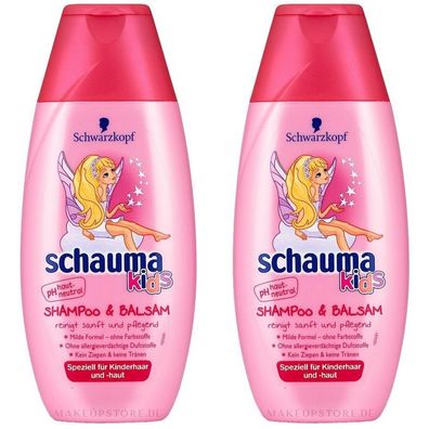 23,56EUR/1l 2 x Schauma Kids Shampoo + Balsam für Mädchen Vegane Formel 250ml