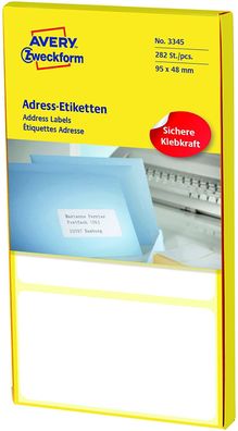 AVERY Zweckform 3345 Adress-Etiketten (Papier matt, 282 Etiketten, 95 x 48 mm) 1 ...
