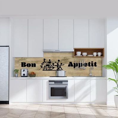 Bon Appetit auf Eiche Gekalkt, fugenlose Wandpaneele aus Alu-Verbund 3mm, Küchenrückw