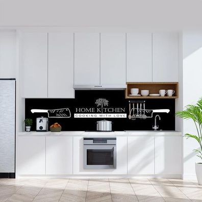 Home Kitchen schwarz, fugenlose Wandpaneele aus Alu-Verbund 3mm, Küchenrückwand
