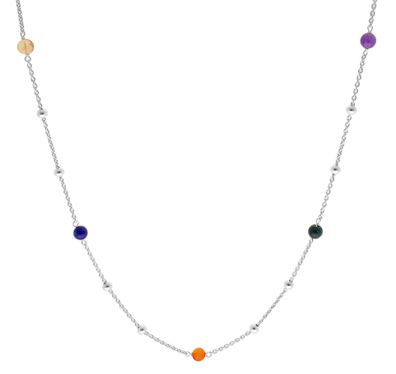 trendor Schmuck Damen-Kette 925 Silber Rhodiniert mit echten Farbsteinen 15650