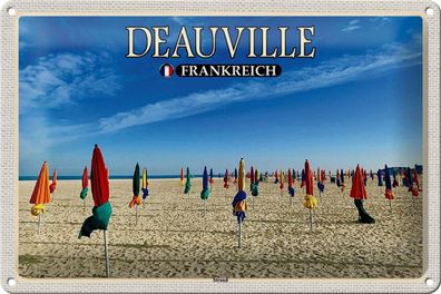 Blechschild Reise 30x20 cm Deauville Frankreich Strand Meer Urlaub tin sign