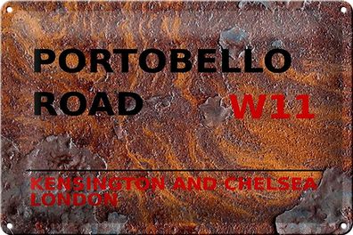 Blechschild London 30x20cm Portobello Road W11 Kensington Deko Schild tin sign