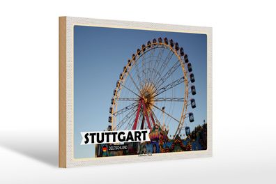 Holzschild Städte Stuttgart Cannstatter Wasen 30x20 cm Deko Schild wooden sign