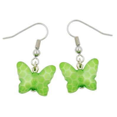 Ohrhaken Ohrhänger Ohrringe 32x16mm Schmetterling mit Schliff Kunststoffperle ...