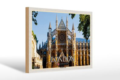 Holzschild Städte Westminster Abbey London UK 30x20 cm Deko Schild wooden sign