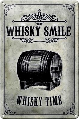 Blechschild Alkohol 20x30cm Whisky Smile Whisky Time Metall Deko Schild tin sign