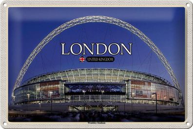 Blechschild Reise Wembley Stadium London England 30x20 cm Schild tin sign
