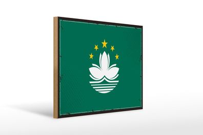 Holzschild Flagge Macaus 40x30 cm Retro Flag of Macau Deko Schild wooden sign