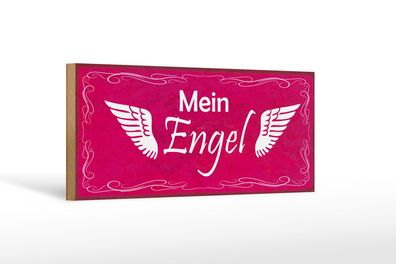 Holzschild Spruch 27x10 cm Mein Engel Flügel Holz Deko Schild wooden sign