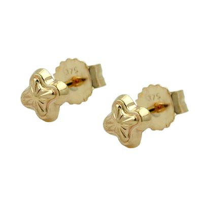 Ohrstecker Ohrring 4mm Stern mit Muster 9Kt GOLD