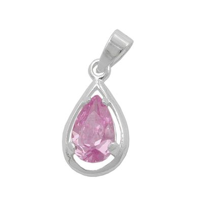 Anhänger 14x8mm Tropfen Zirkonia pink Silber 925