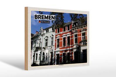 Holzschild Städte Bremen Deutschland Schwachhausen 30x20 cm Schild wooden sign