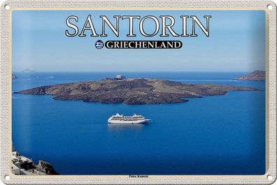 Blechschild Reise 30x20 cm Santorin Griechenland Palea Kameni Insel tin sign
