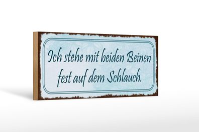 Holzschild Spruch 27x10cm ich stehe mit beiden Beinen fest Schild wooden sign