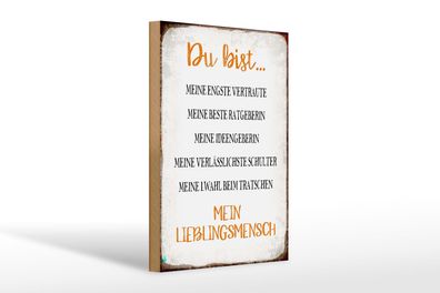 Holzschild Spruch 20x30 cm Du bist mein Lieblingsmensch Deko Schild wooden sign