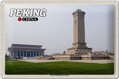 Blechschild Reise 30x20 cm Peking China Platz Himmlischen Friedens tin sign
