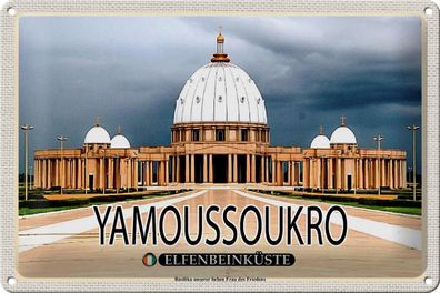 Blechschild Reise 30x20 cm Yamoussoukro Elfenbeinküste Basilika Deko tin sign