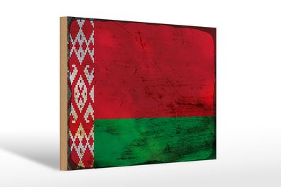 Holzschild Flagge Weißrussland 30x20cm Flag Belarus Rost Deko Schild wooden sign