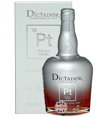 Dictador Platinum Rum (, 0,7 Liter) (40 % Vol., hide)