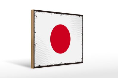 Holzschild Flagge Japans 40x30 cm Retro Flag of Japan Deko Schild wooden sign