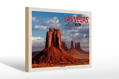 Holzschild Reise 30x20 cm Las Vegas USA Monument Valley Hochebene wooden sign